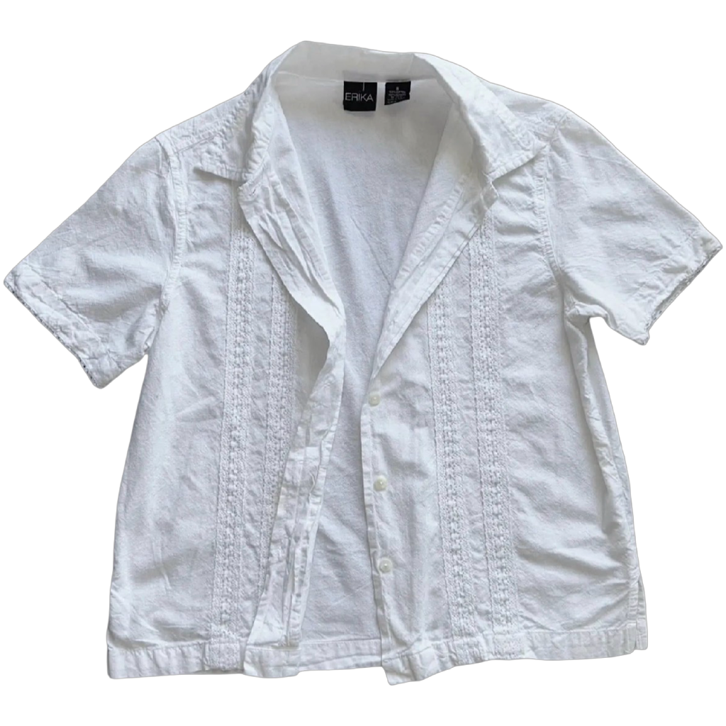 Vintage 90s White Embroidered Top (S)
