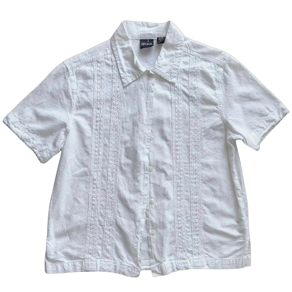 Vintage 90s White Embroidered Top (S)