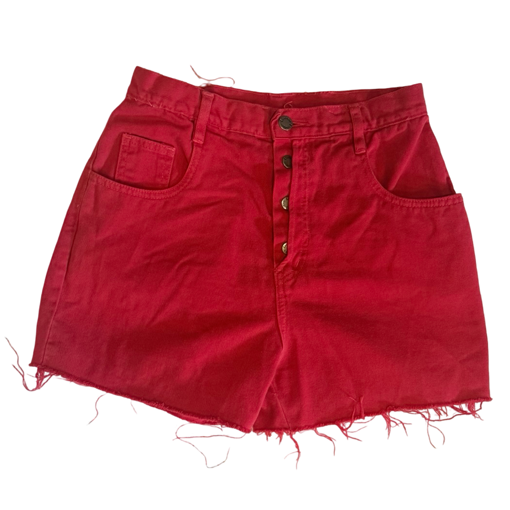 Vintage 90s London London Red Denim Shorts