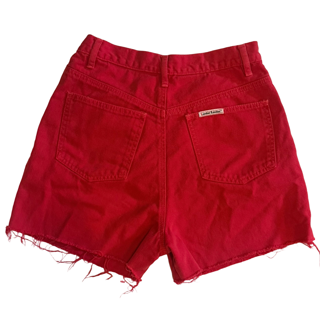 Vintage 90s London London Red Denim Shorts