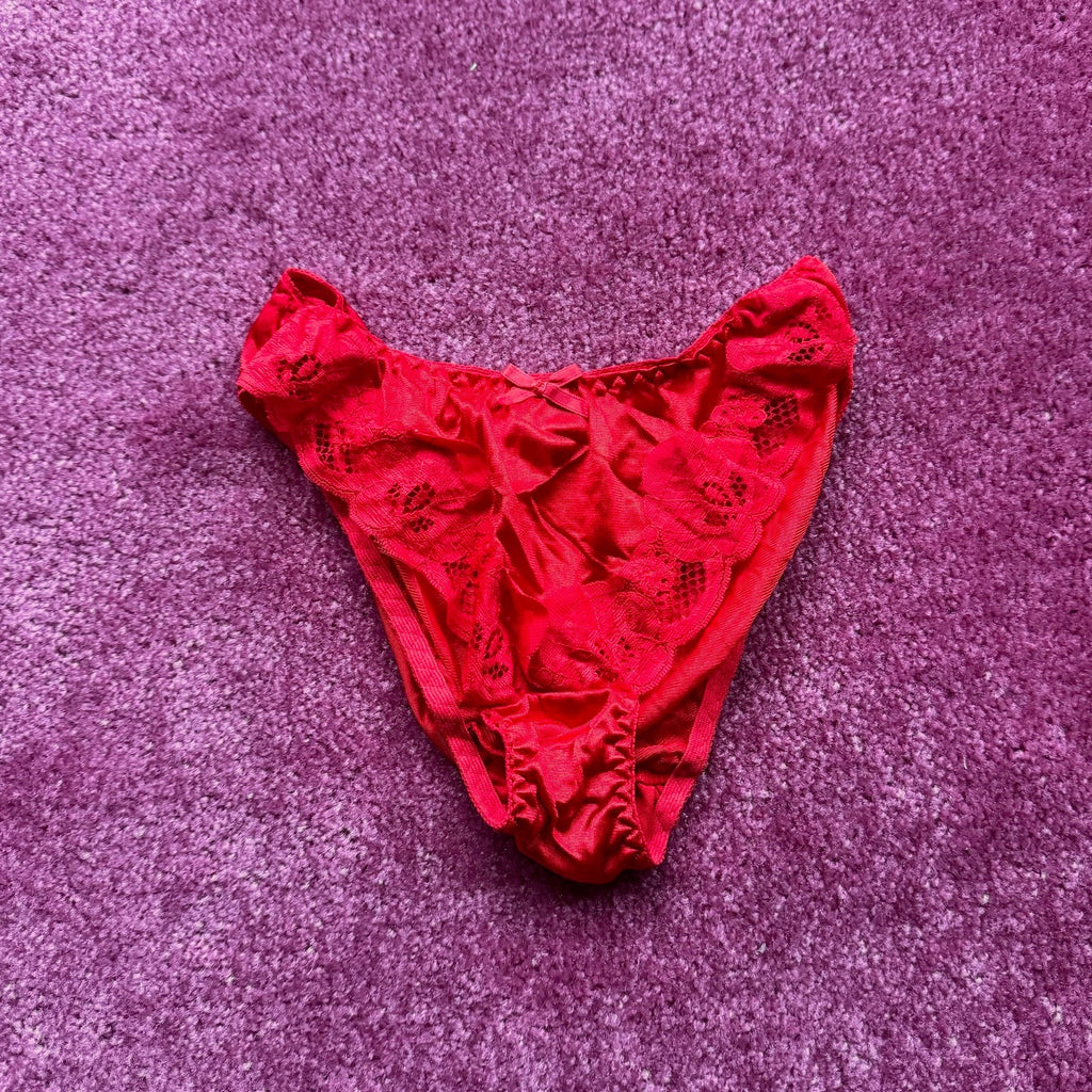 Red Lace Satin Panties (XS)