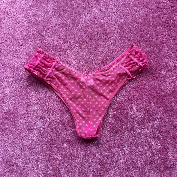 Mesh Heart-Detail Bikini Panties (S)