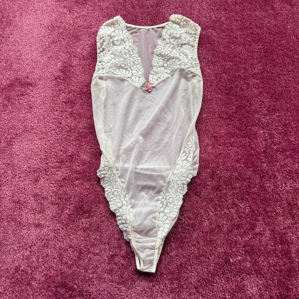 White Sheer Lace Bodysuit (XS)