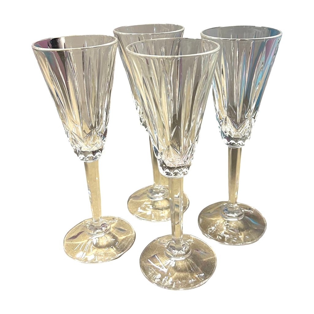 Vintage Crystal Champagne Flutes (Set of 4)