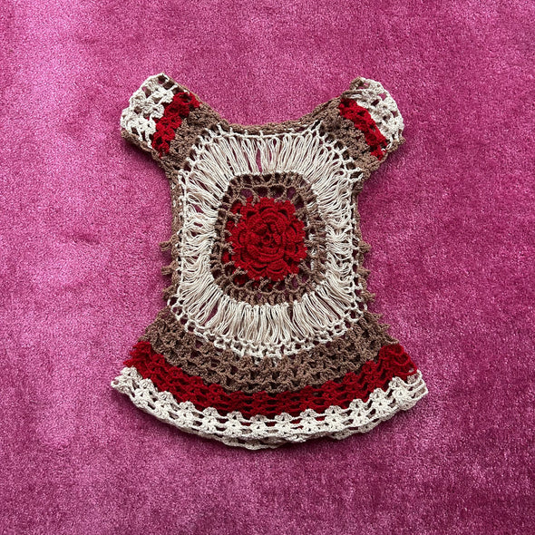 Crochet Rose Off-the-Shoulder Top (S)