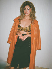 Ginger Braid-Detail Leather Trench