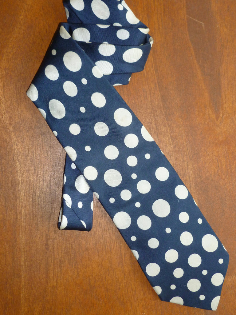 Navy & Cream Silk Polka-Dot Tie