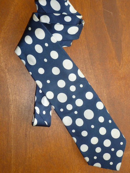 Navy & Cream Silk Polka-Dot Tie