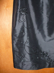 Black Silk Beaded Pencil Skirt  (10)