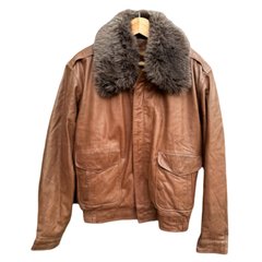 Vintage 60s Leather Sherpa Lined Bomber