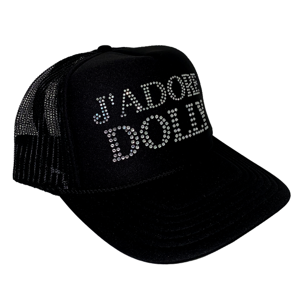 J'ADORE DOLLY RHINESTONE TRUCKER CAP