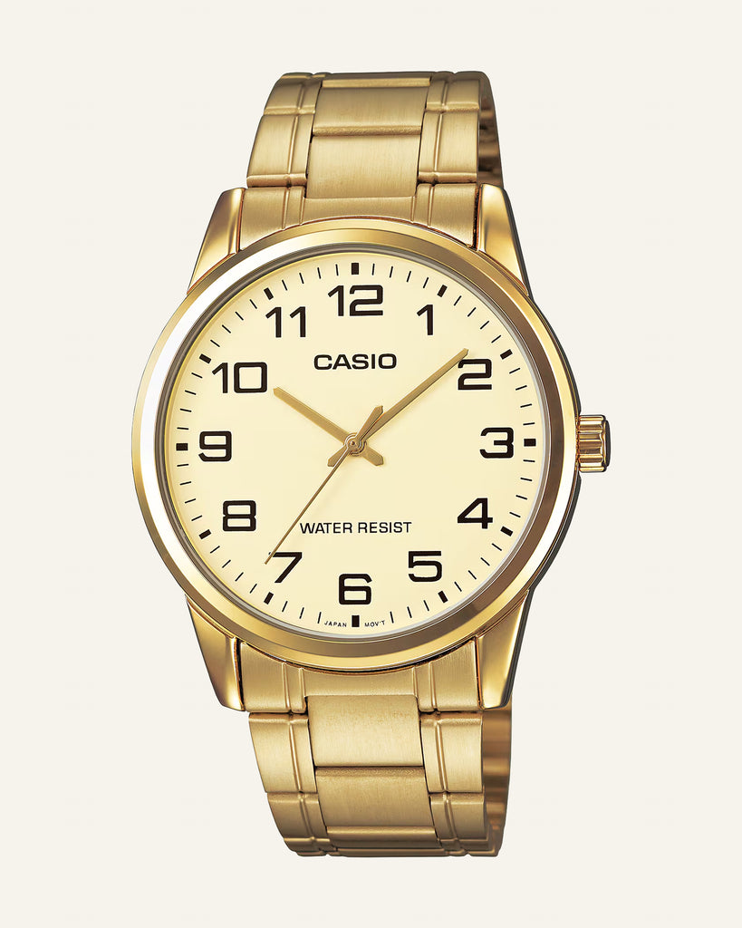 Casio Men's Gold Dial Stainless Steel Band Quartz Watch