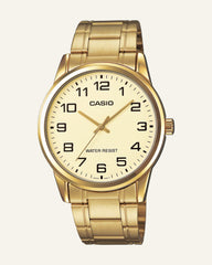 Casio Men's Gold Dial Stainless Steel Band Quartz Watch