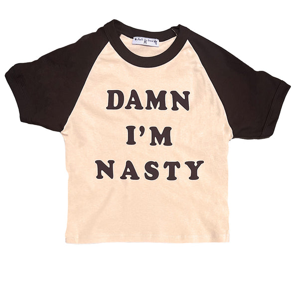 Damn I'm Nasty Baby Crop Tee - Brown