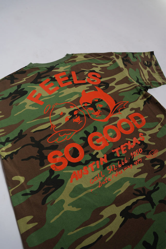 Never Evil Camo Tee - Safety Orange