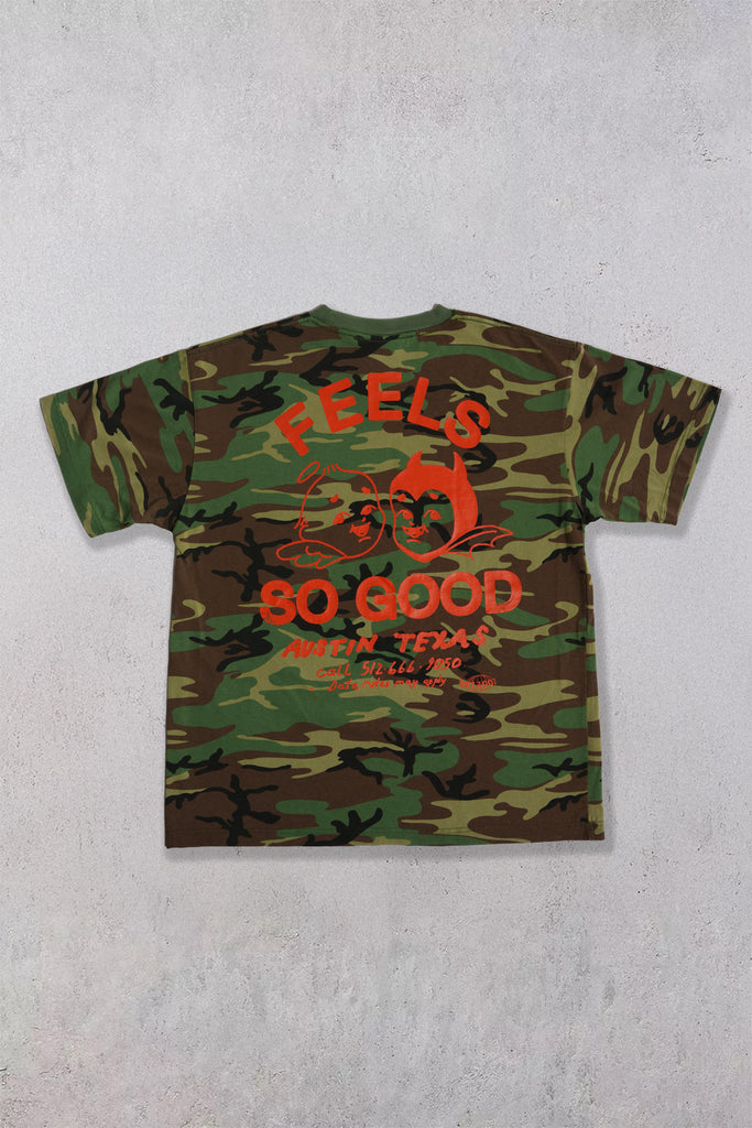 Never Evil Camo Tee - Safety Orange
