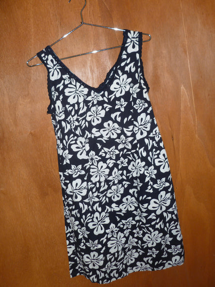 Black & White Cotton Hawaiian Dress (L)