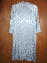 Silver Floral Long Sleeve Qipao (S)