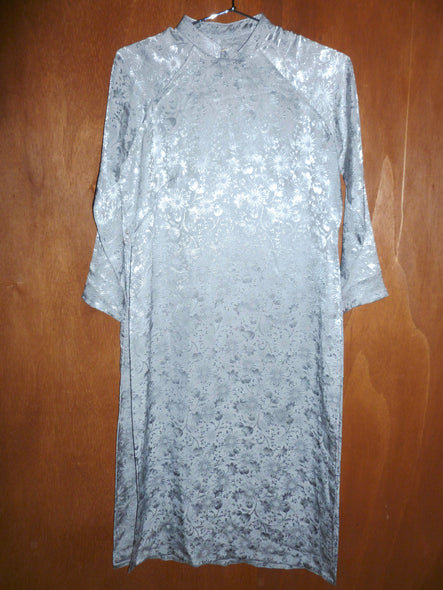 Silver Floral Long Sleeve Qipao (S)