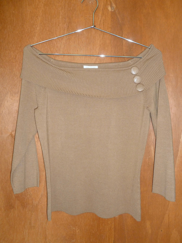 Silk Off-the-Shoulder Button Detail Blouse (M)