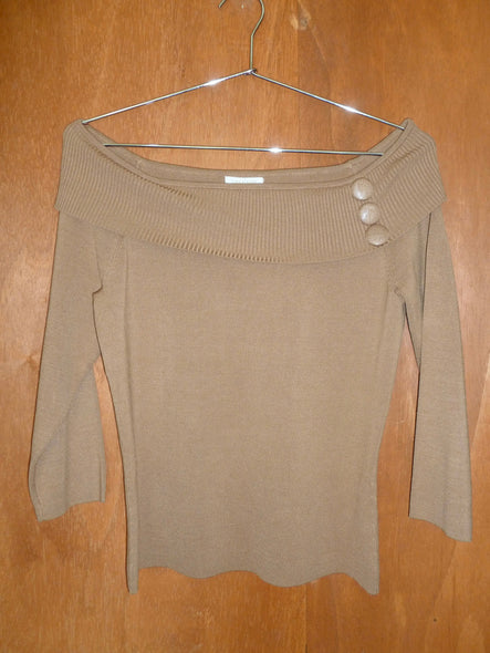Silk Off-the-Shoulder Button Detail Blouse (M)