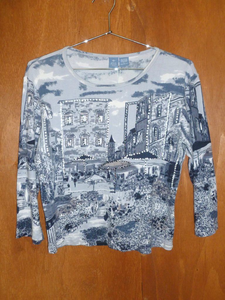 Cotton Cityscape Graphic 3-Quarter Sleeve (L)