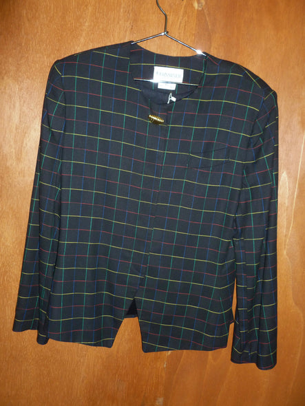 Primary Color Plaid Button-Detail Jacket (L)