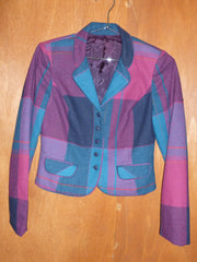 Jewel Tone Plaid Cropped Blazer (M)