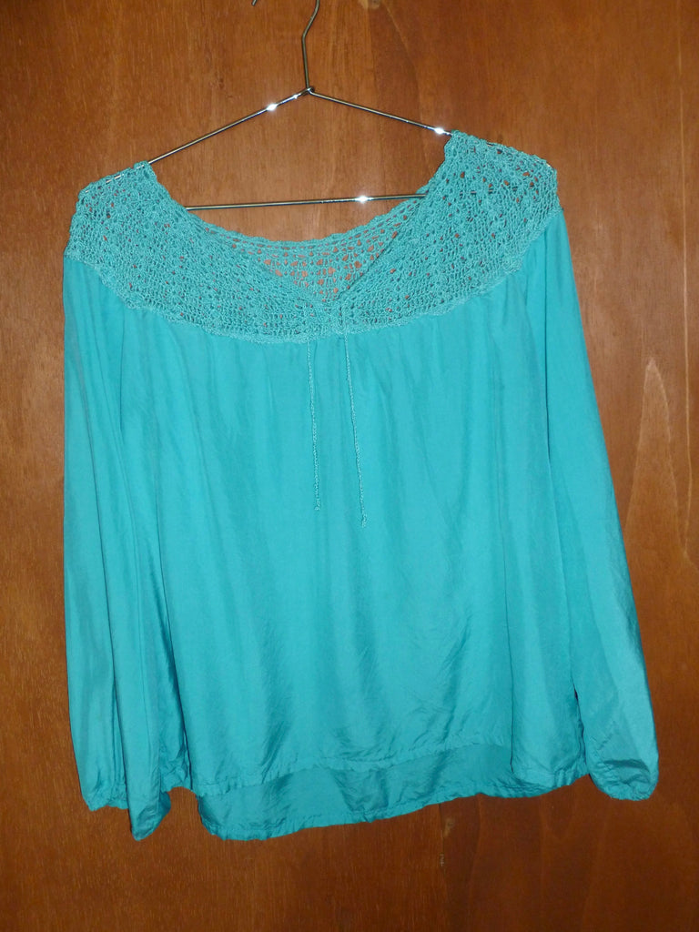 Pool Blue Knit-Detail Blouse (M)