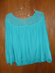 Pool Blue Knit-Detail Blouse (M)