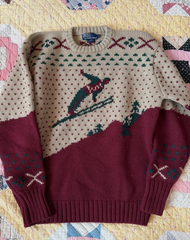 Vintage Polo Ralph Lauren Ski Knit pullover 100% Wool Sweater Size Extra Large