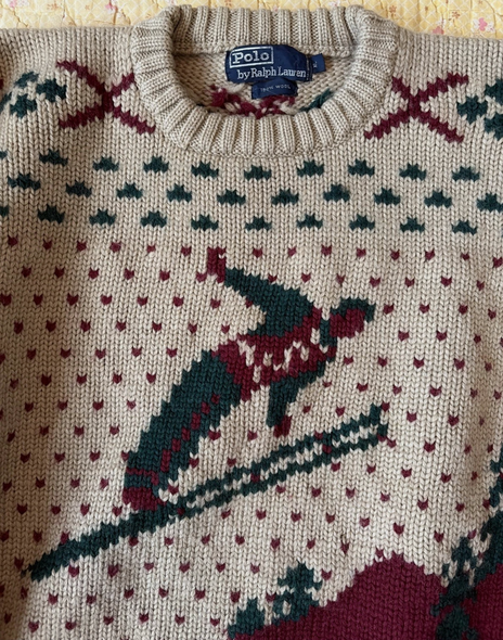 Vintage Polo Ralph Lauren Ski Knit pullover 100% Wool Sweater Size Extra Large