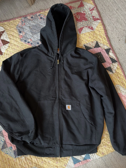 Carhartt Men's Black Hooded Thermal Lined Active Jacket J131, Size XL