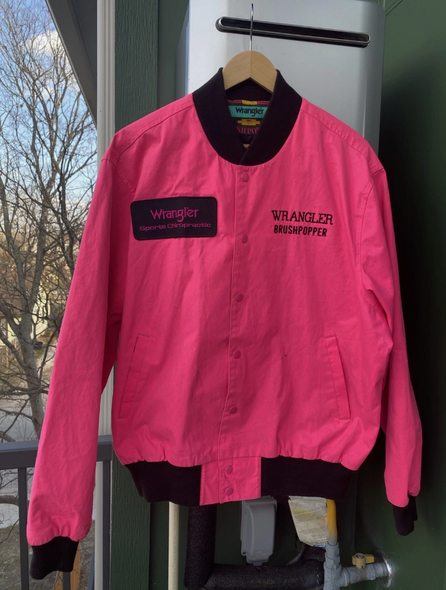Wrangler Brushpopper Jacket Large Neon Pink Western Rare 90s Sports Chiropractic