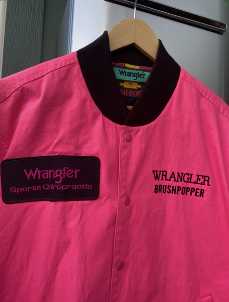 Wrangler Brushpopper Jacket Large Neon Pink Western Rare 90s Sports Chiropractic