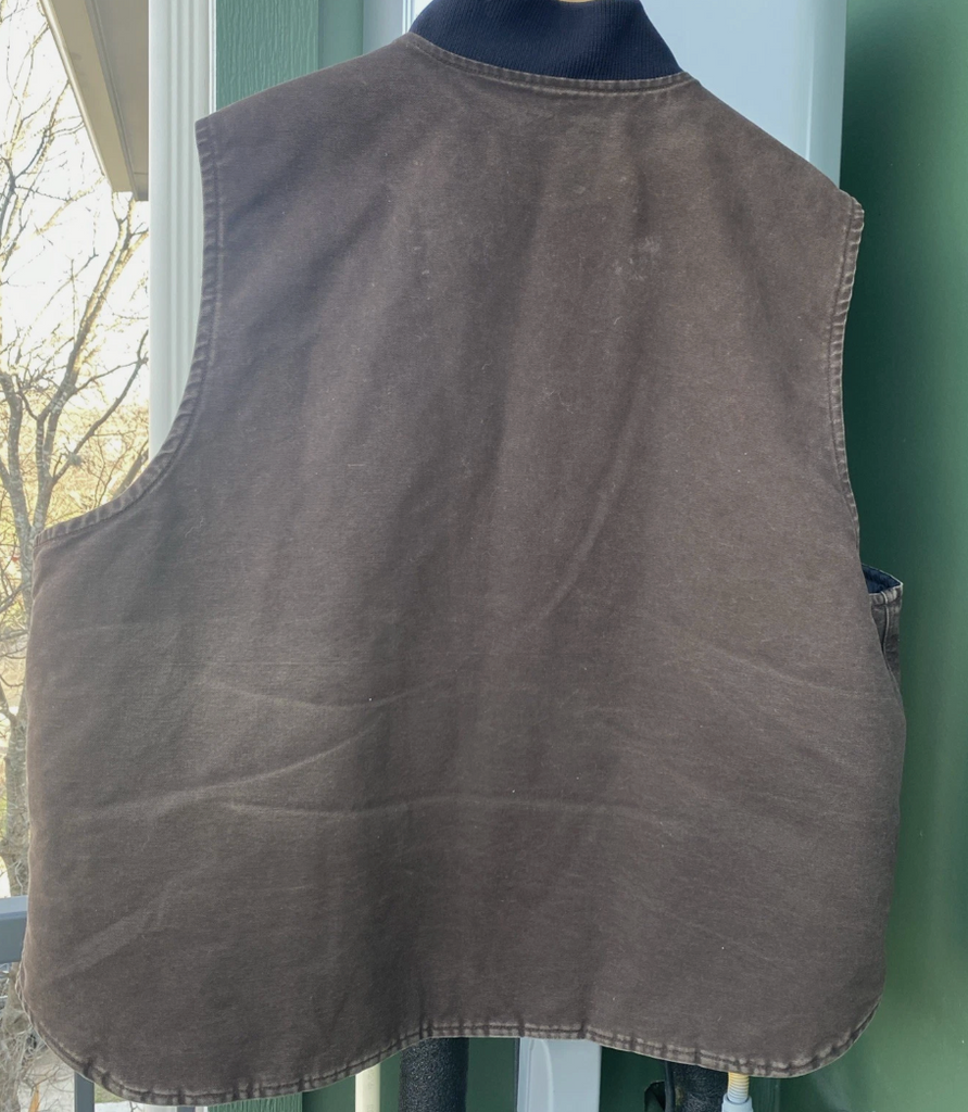 VTG Carhartt Vest 2XL Men's USA Union Brown Full Zip Quilt Lined Canvas V02 CHT