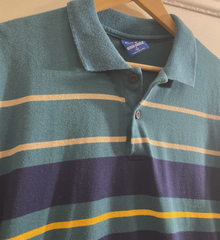 Vintage Ocean Pacific Polo Shirt Men Large Striped Made USA 90s Sz L (Tagged XL)