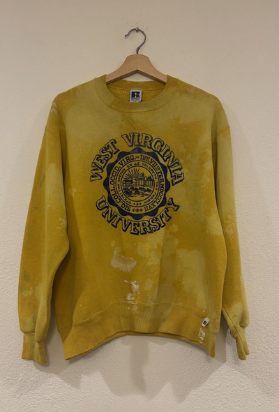 Vintage Sweatshirt Mens Large Yellow  West Virginia University Graphic 90s