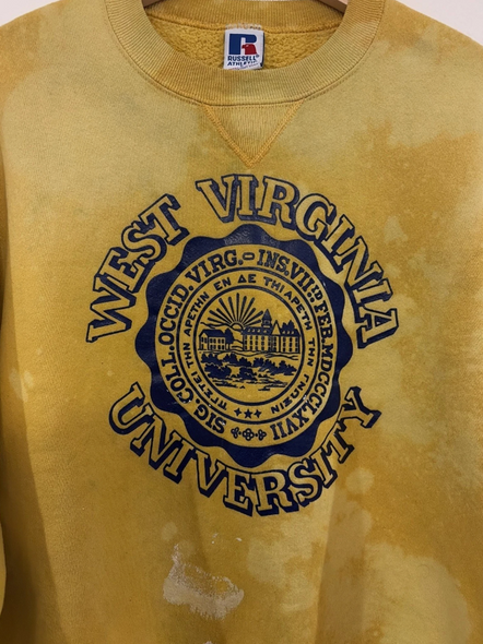 Vintage Sweatshirt Mens Large Yellow  West Virginia University Graphic 90s