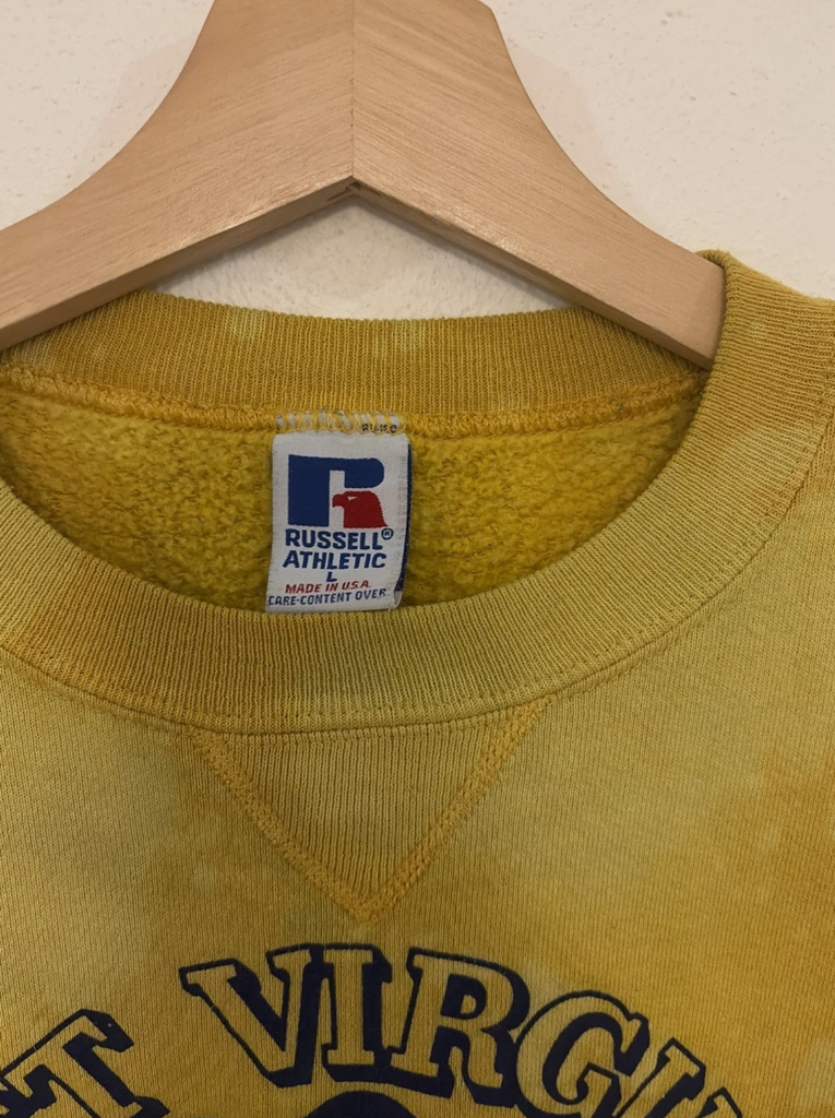 Vintage Sweatshirt Mens Large Yellow  West Virginia University Graphic 90s