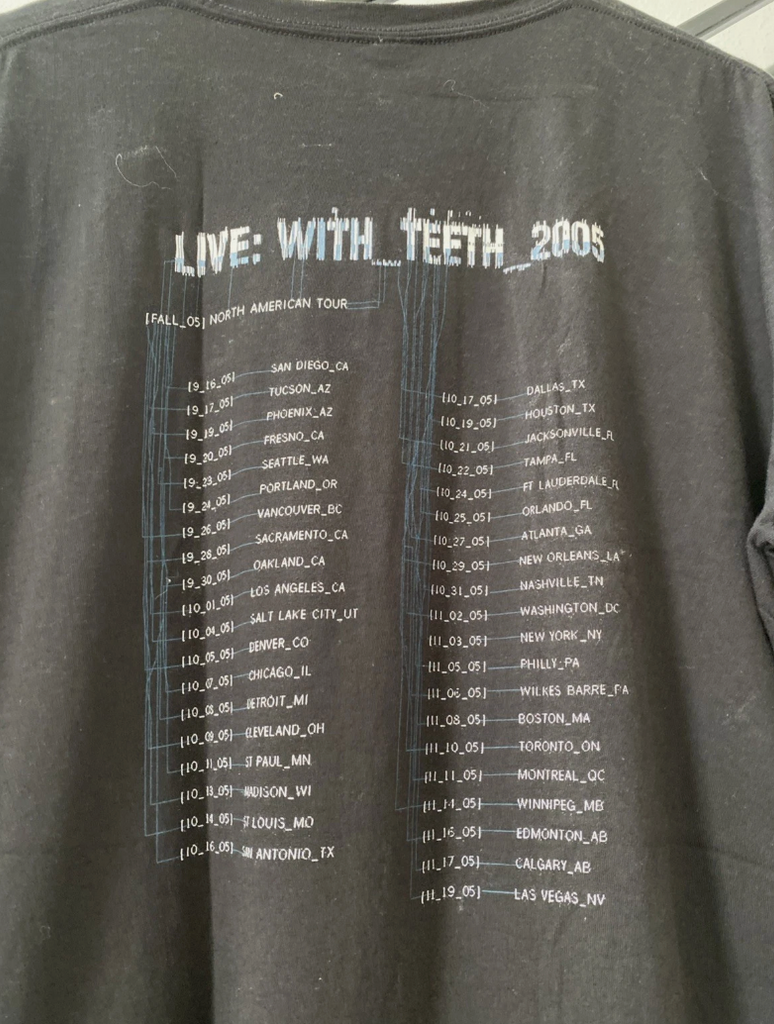 Y2K NINE INCH NAILS LIVE WITH TEETH 2005 2 SIDED TOUR Dates t-shirt XXL
