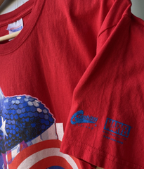 Vintage Captain America Shirt Mens L Red Graphitti Designs x Marvel Y2K