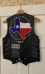 Vintage Texas Women’s Biker Club Leather Jacket Vest With Patches & Pins Harley
