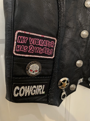 Vintage Texas Women’s Biker Club Leather Jacket Vest With Patches & Pins Harley