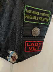 Vintage Texas Women’s Biker Club Leather Jacket Vest With Patches & Pins Harley