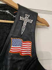 Vintage Texas Women’s Biker Club Leather Jacket Vest With Patches & Pins Harley