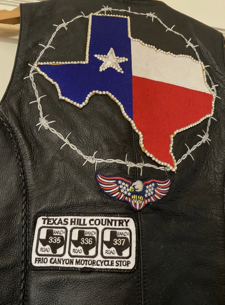 Vintage Texas Women’s Biker Club Leather Jacket Vest With Patches & Pins Harley