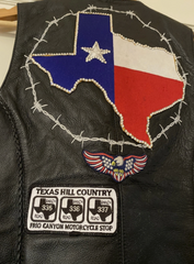 Vintage Texas Women’s Biker Club Leather Jacket Vest With Patches & Pins Harley