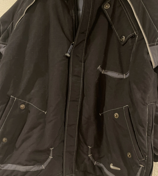 Vintage 90s Nike Big Nike Lettering Insulated Jacket L Black Snow Jacket  Y2K