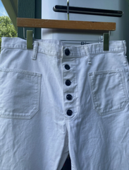 VTG White Wrangler Bell Bottom Wide Leg Flare Denim Sailor Trousers Pants 37x28